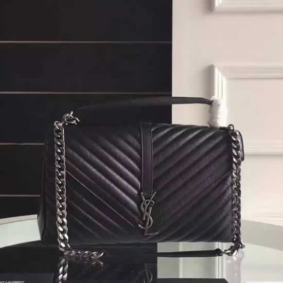 Replica Saint Laurent Large Monogram College Bag in Black Goatskin